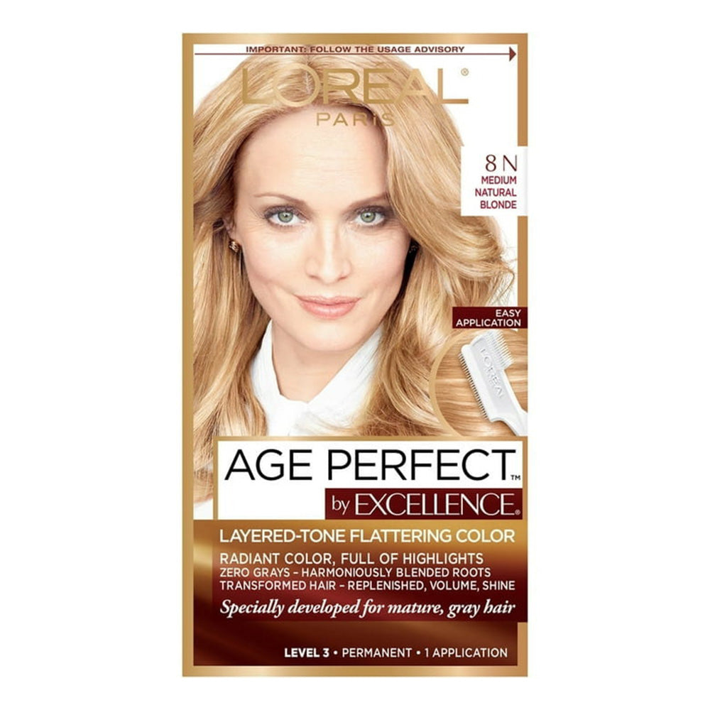 Loreal Paris Age Perfect Hair Color for Mature Hair 8N Medium Natural Blonde 1Ea